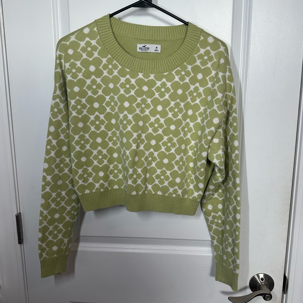 Medium Green & White Hollister Sweater